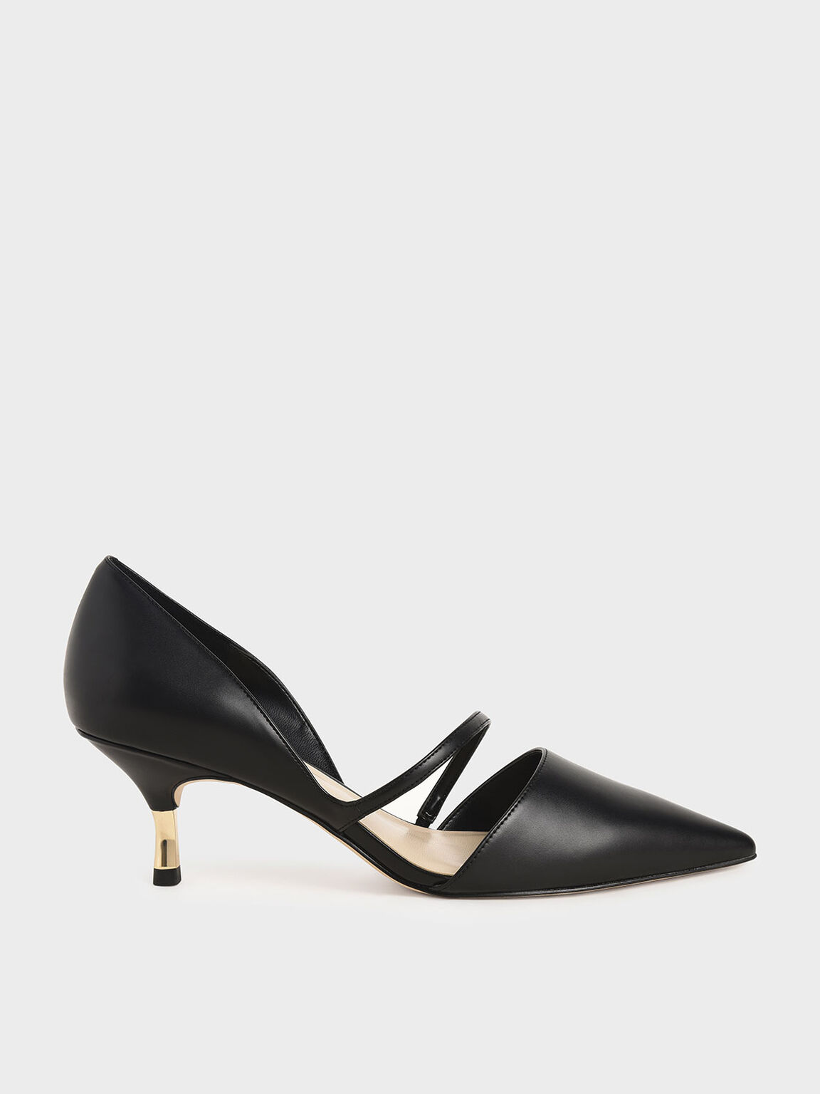Nadia Asymmetric Strap D'Orsay Pumps in Black, product photograph