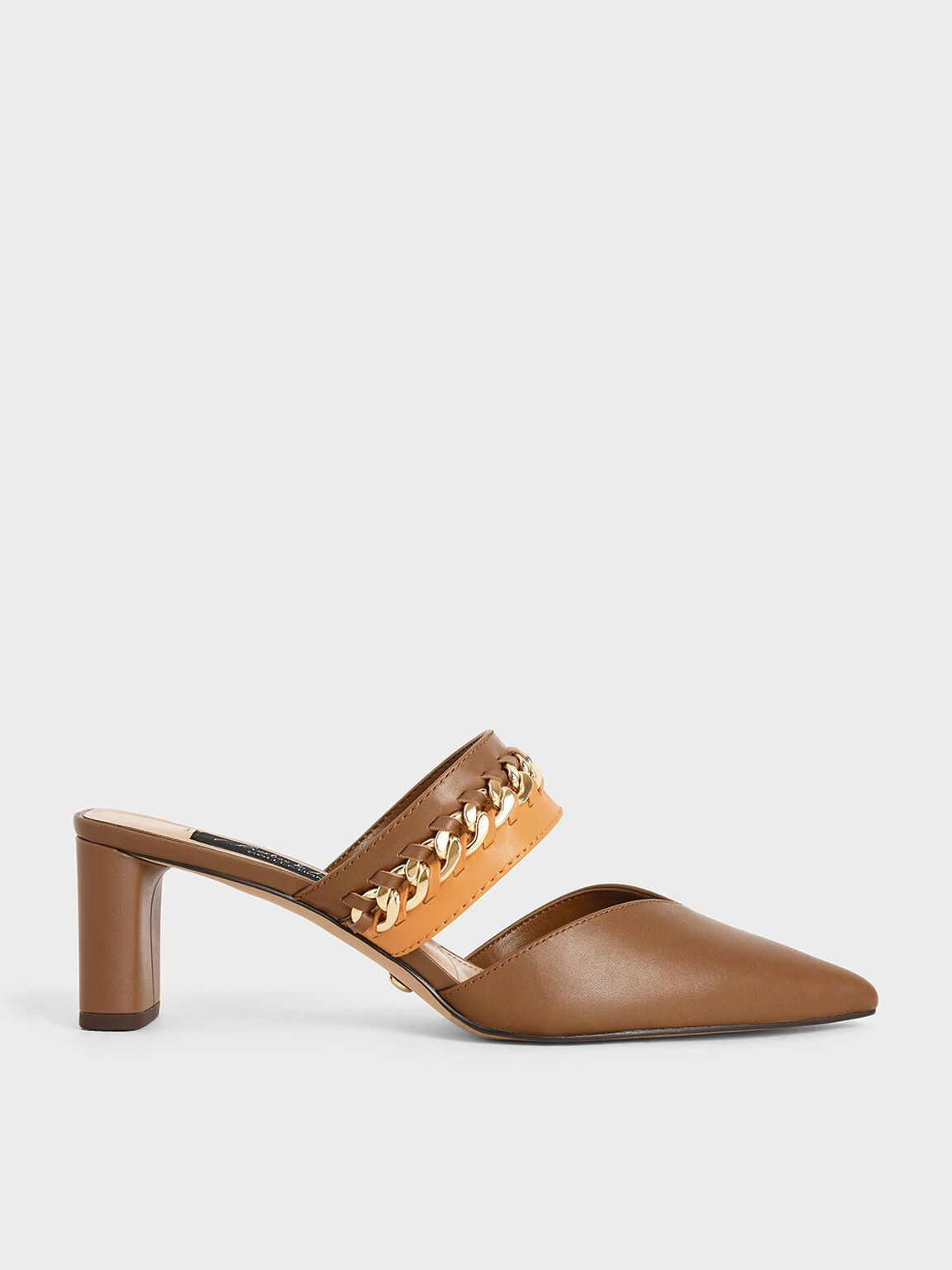 Rosa Leather Chain-Link Mules in Multi, product photograph