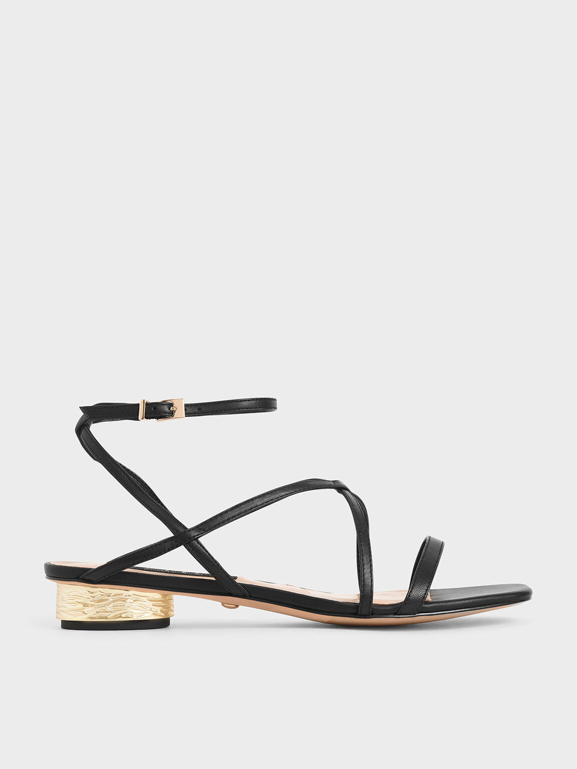 Bianca Leather Strappy Sandals in Black, product photograph
