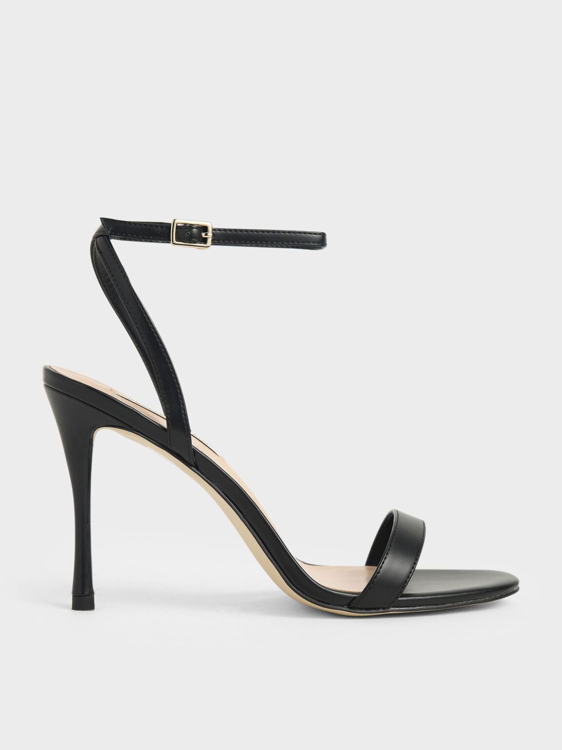 Daphne Satin Stiletto Heels in Black, product photograph