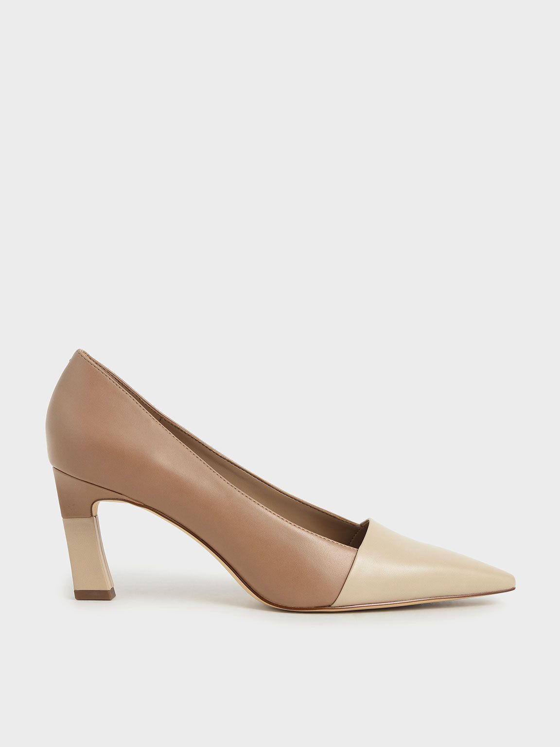 Sara Sculptural Heel Pumps in Camel, product photograph