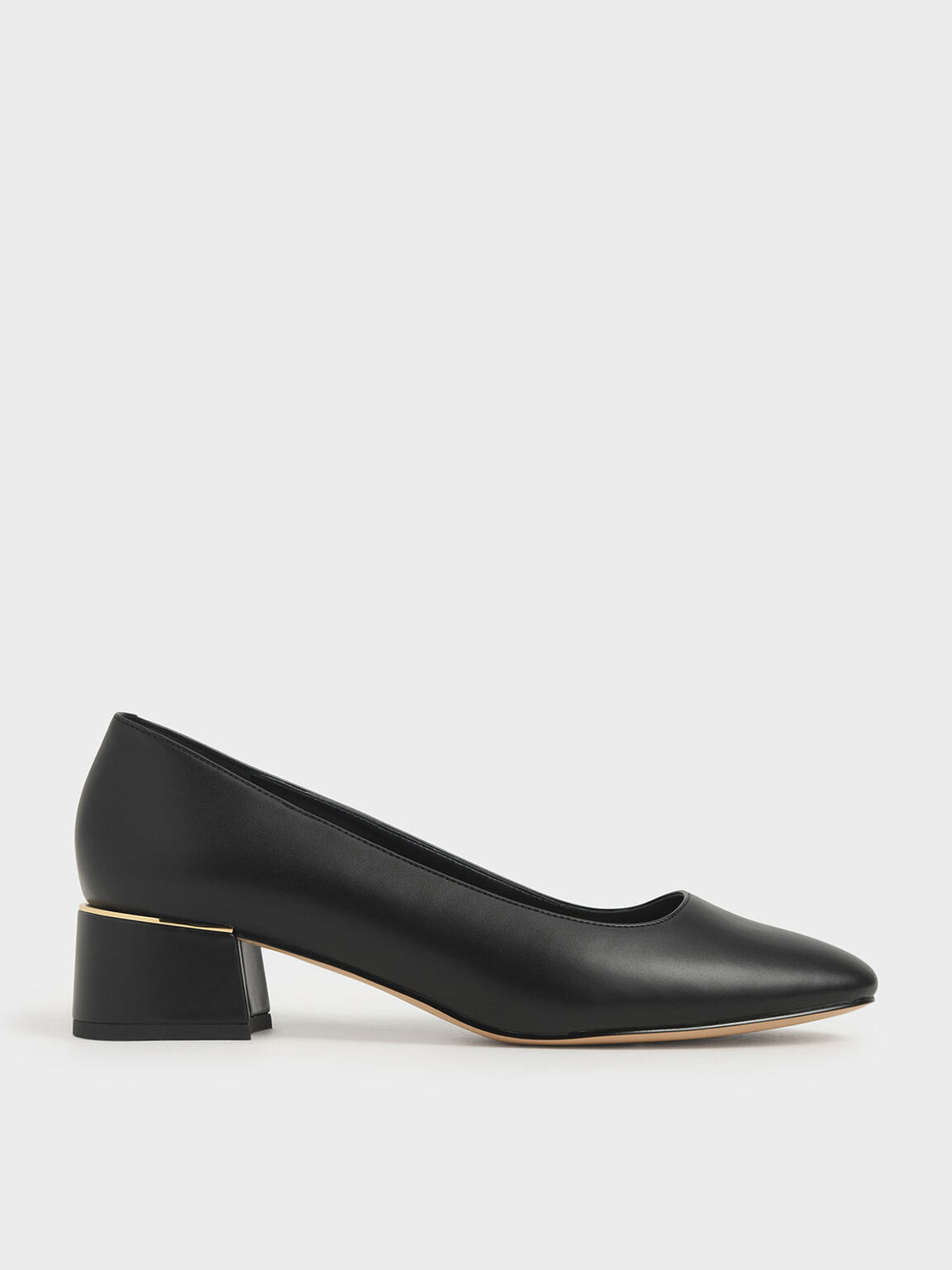 Vera Square Toe Block Heel Pumps in Black, product photograph