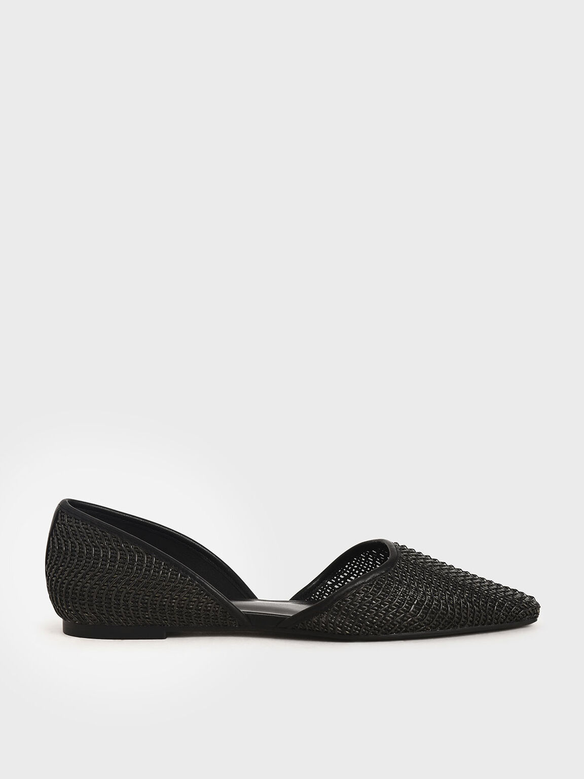 Selene Woven D'Orsay Flats in Black, product photograph