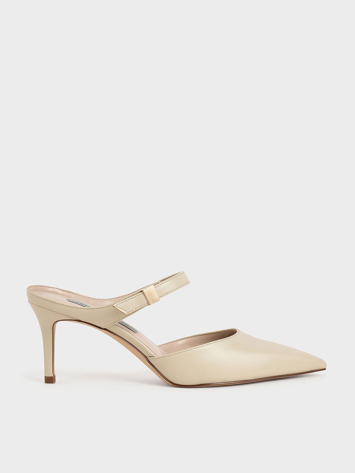 Delia Ankle Strap Mules in Chalk, product photograph