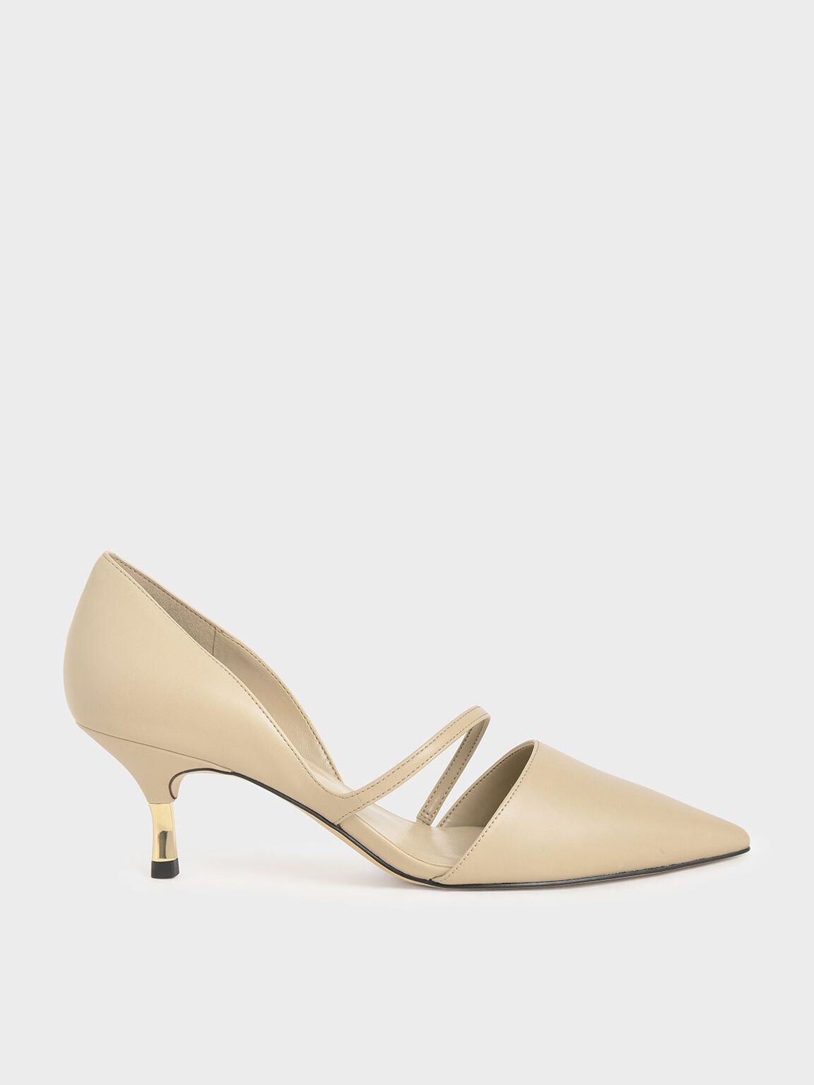 Nadia Asymmetric Strap D'Orsay Pumps in Nude, product photograph