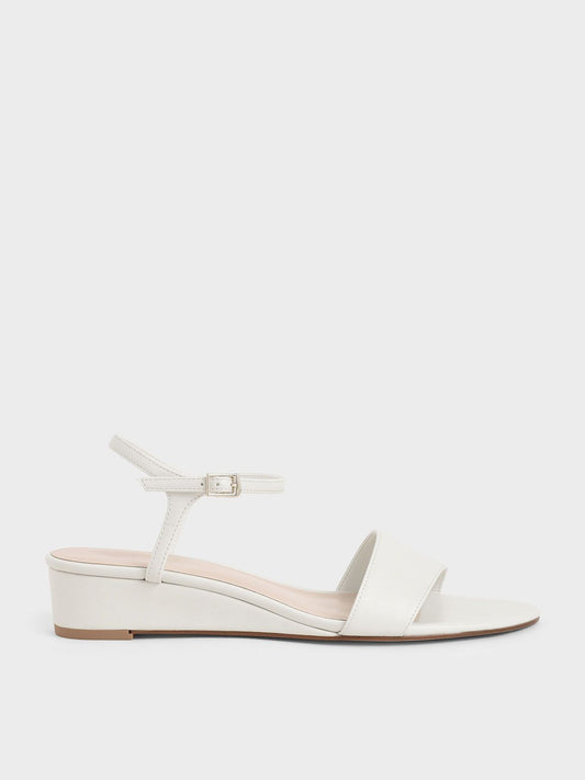 Gemma Asymmetric Wedge Sandals in Chalk, product photograph
