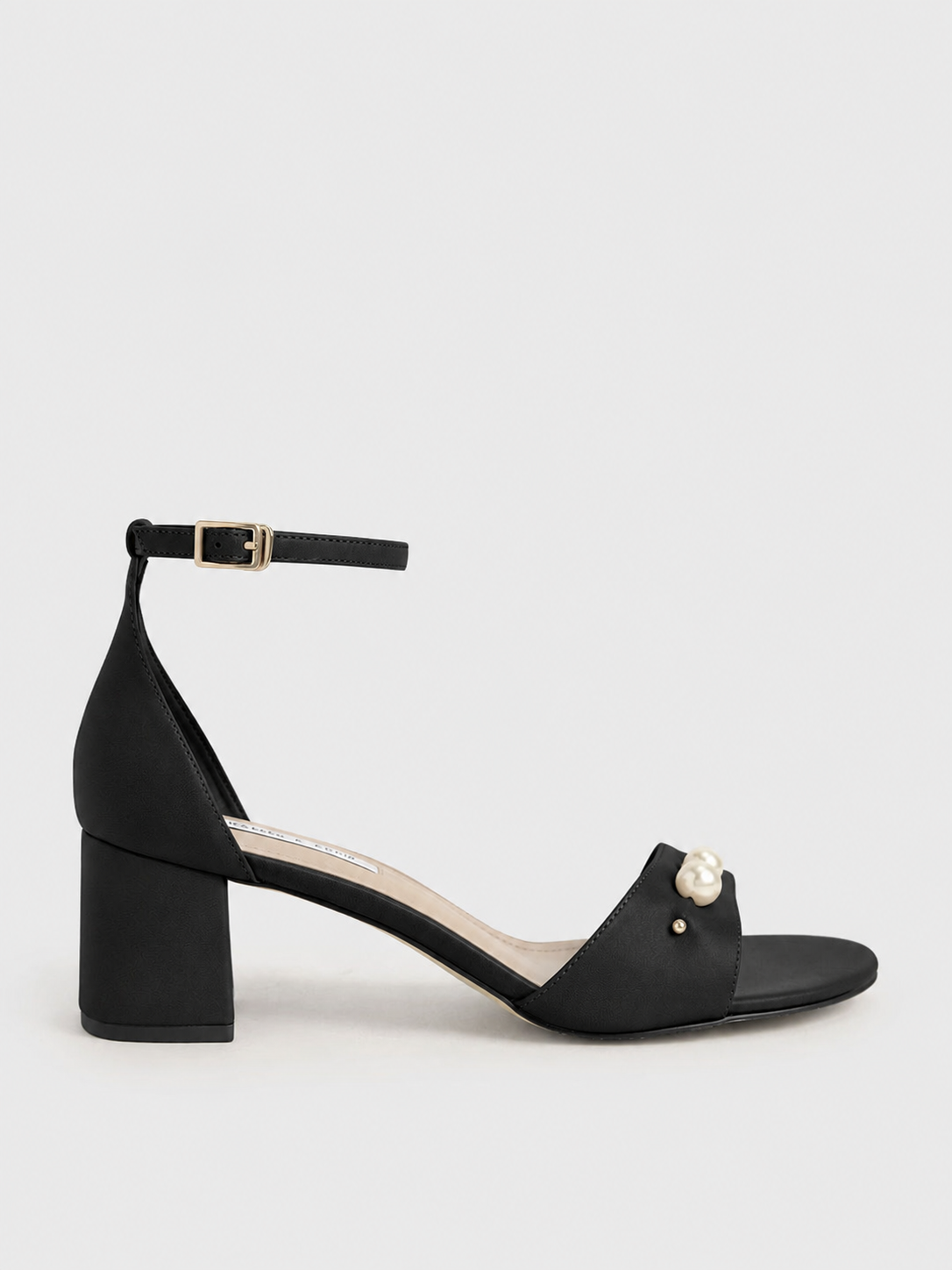 Iris Embellished Block Heel Sandals in Black, product photograph