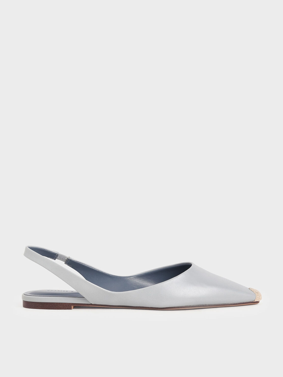 Yara Espadrille Toe Cap Slingback Flats in Light Blue, product photograph