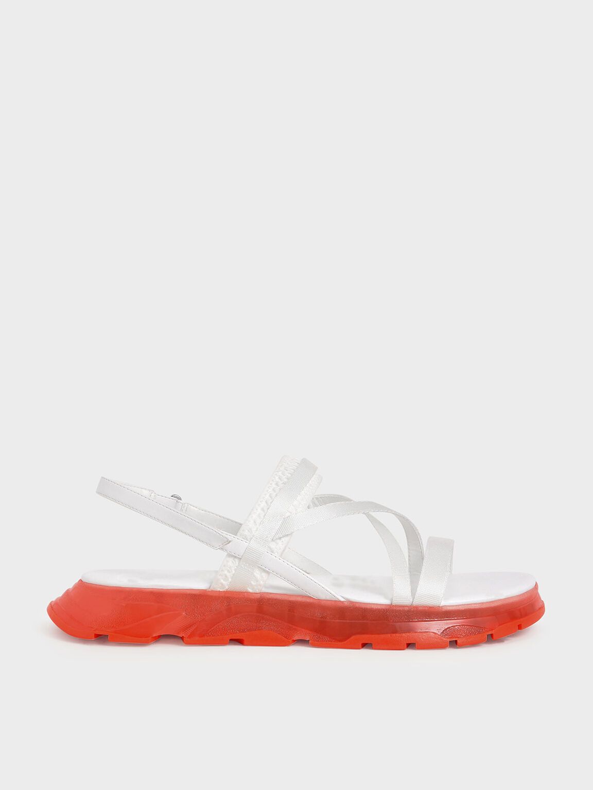Odessa Grosgrain Strappy Flatform Sandals in White, product photograph