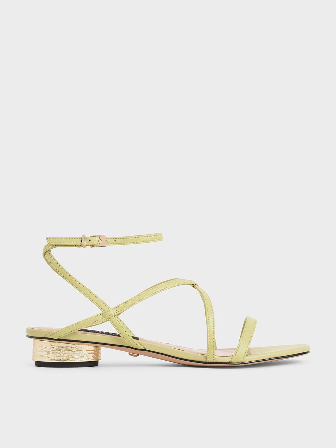 Bianca Leather Strappy Sandals in Green, product photograph