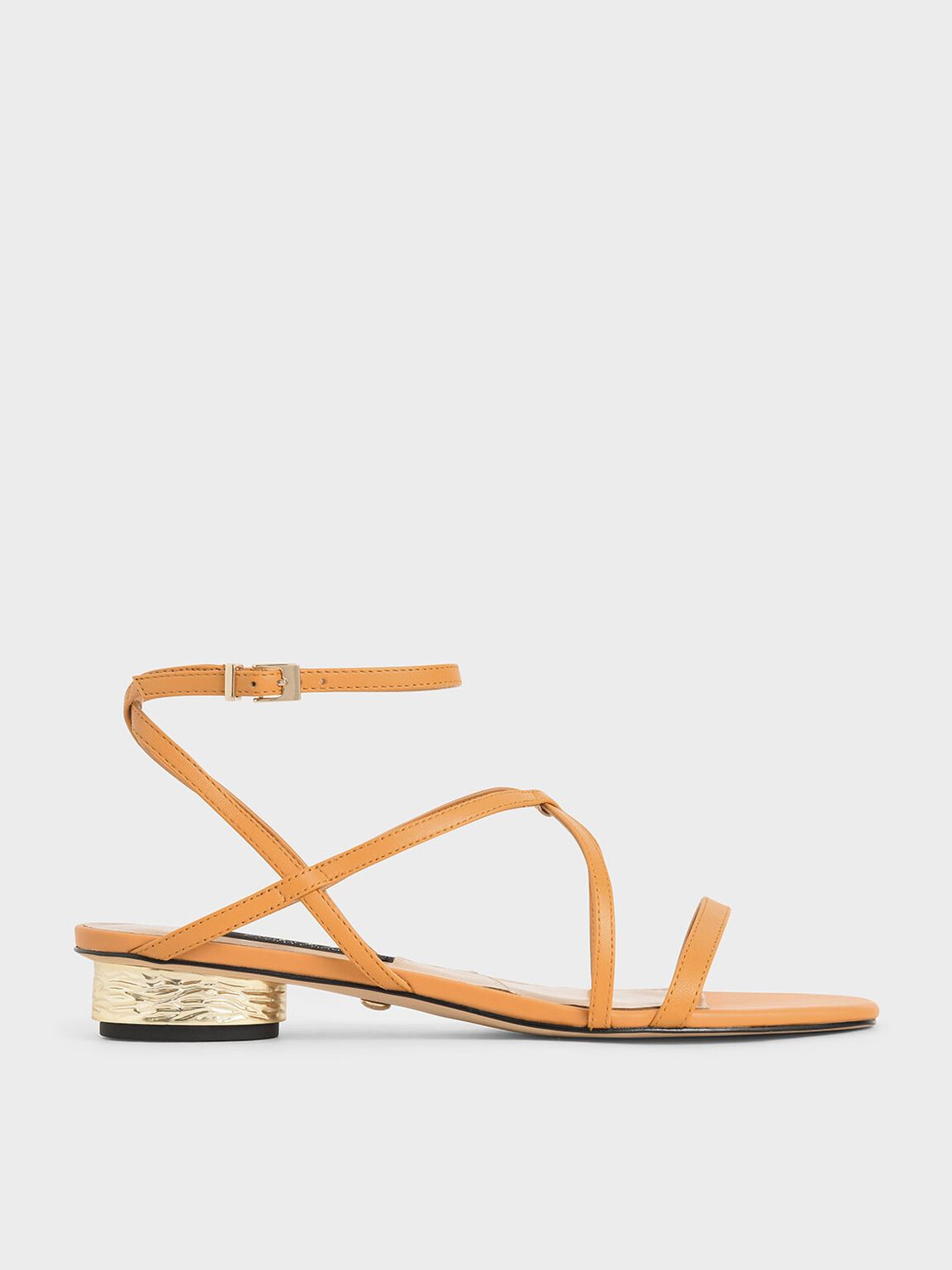 Bianca Leather Strappy Sandals in Orange, product photograph