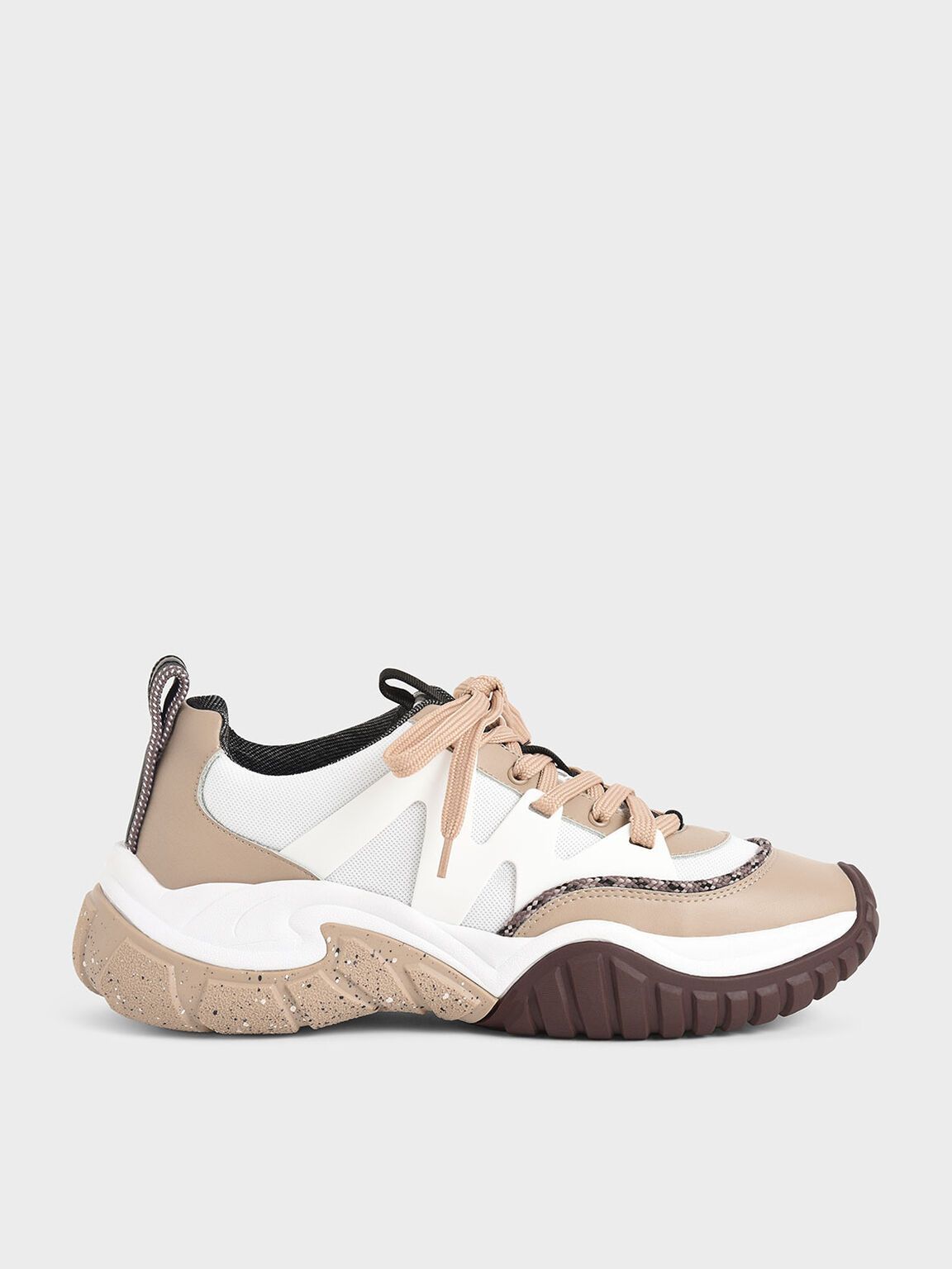 Kara Mesh & Netting Chunky Trainers in Nude, product photograph