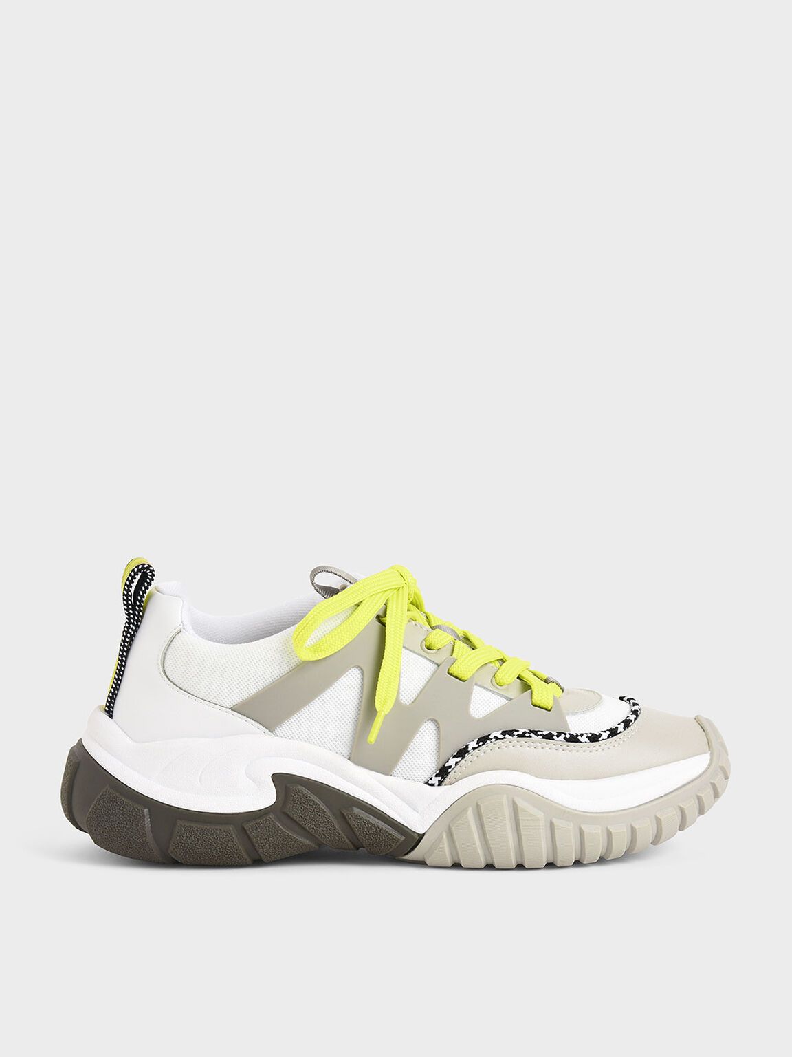 Kara Mesh & Netting Chunky Trainers in Silver, product photograph