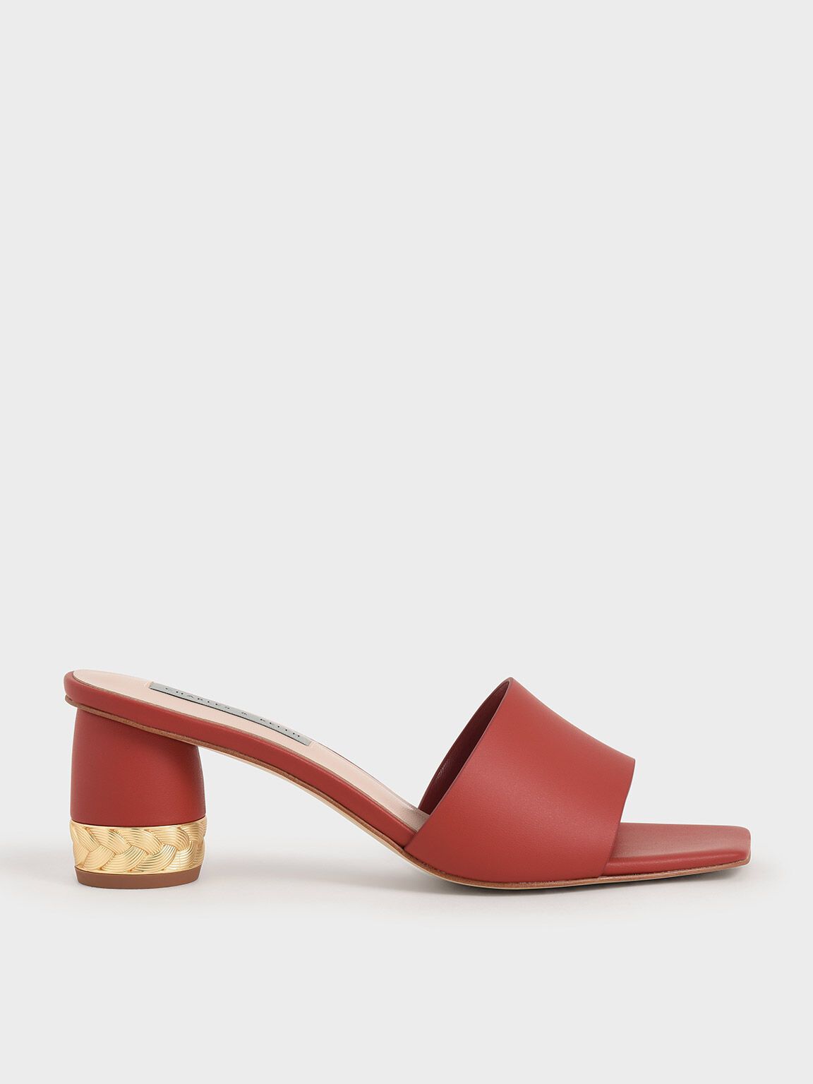 Isla Metallic Accent Mules in Red, product photograph