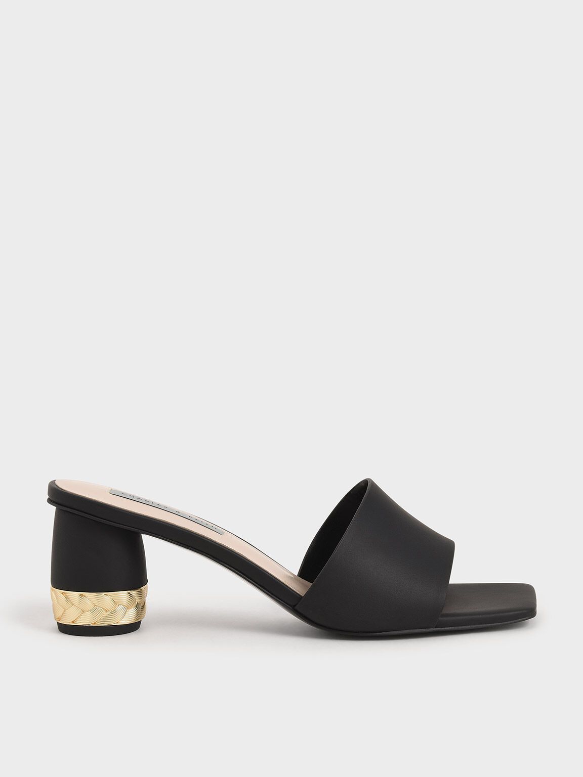 Isla Metallic Accent Mules in Black, product photograph