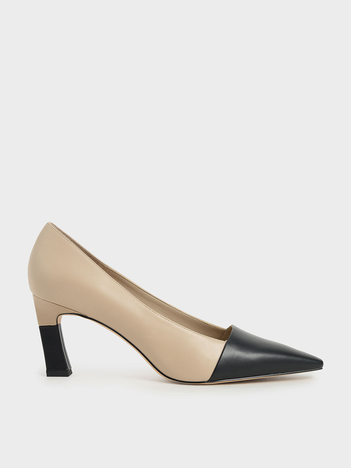 Sara Sculptural Heel Pumps in Beige, product photograph
