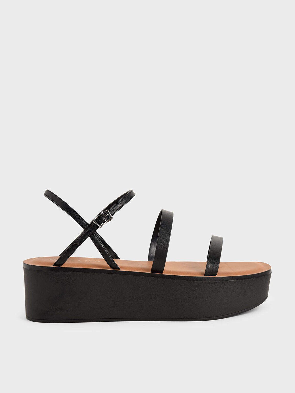 Hazel Strappy Flatform Sandals in Black, product photograph