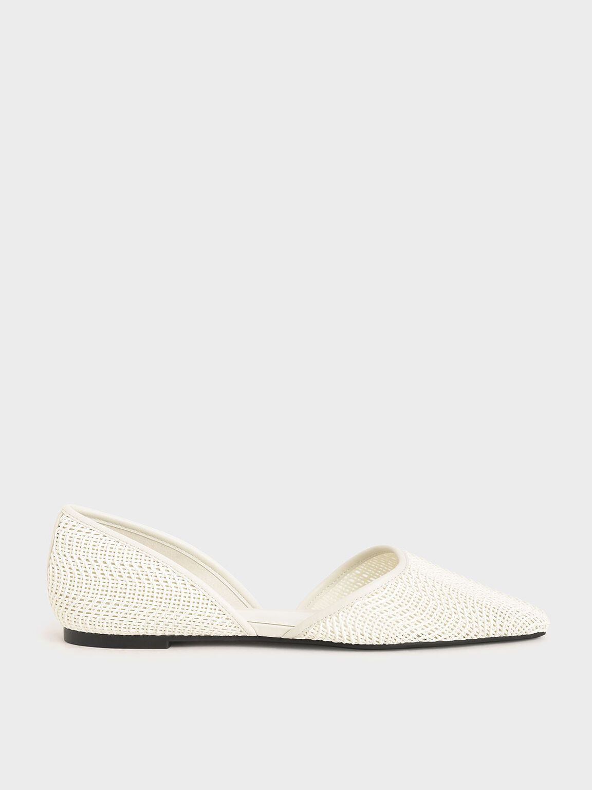 Selene Woven D'Orsay Flats in Chalk, product photograph