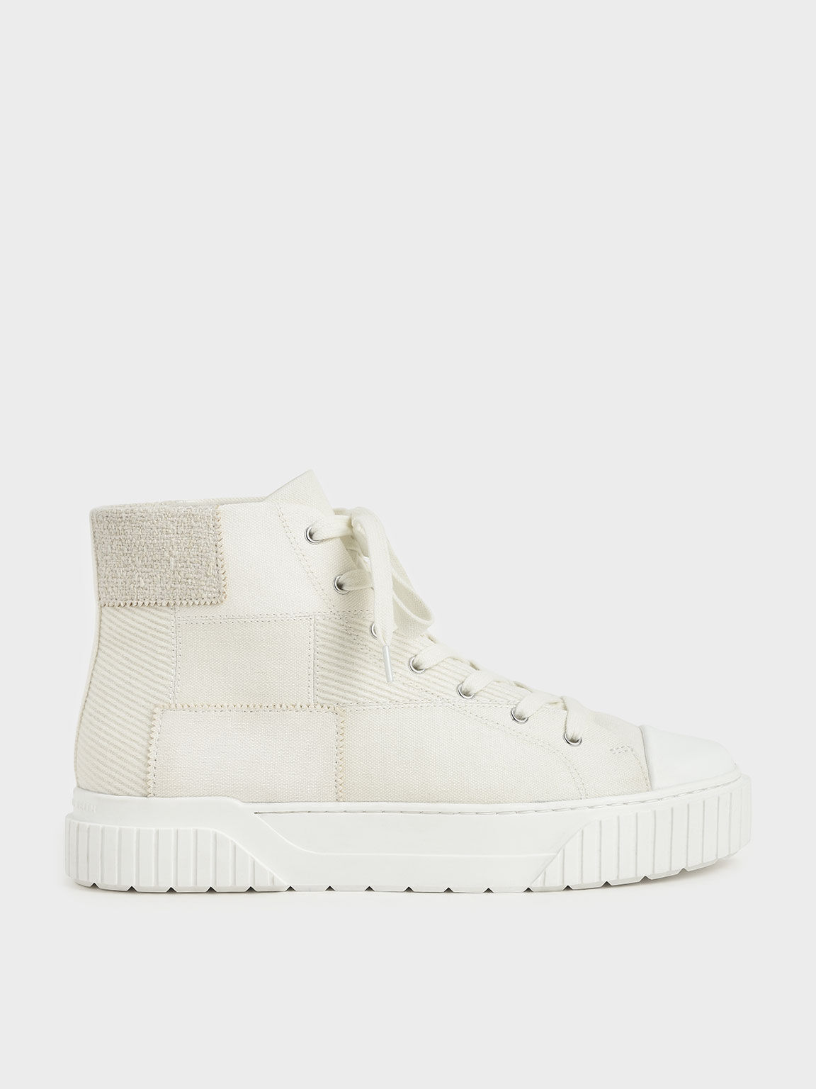Ines Woven Fabric High Top Sneakers in Chalk, product photograph