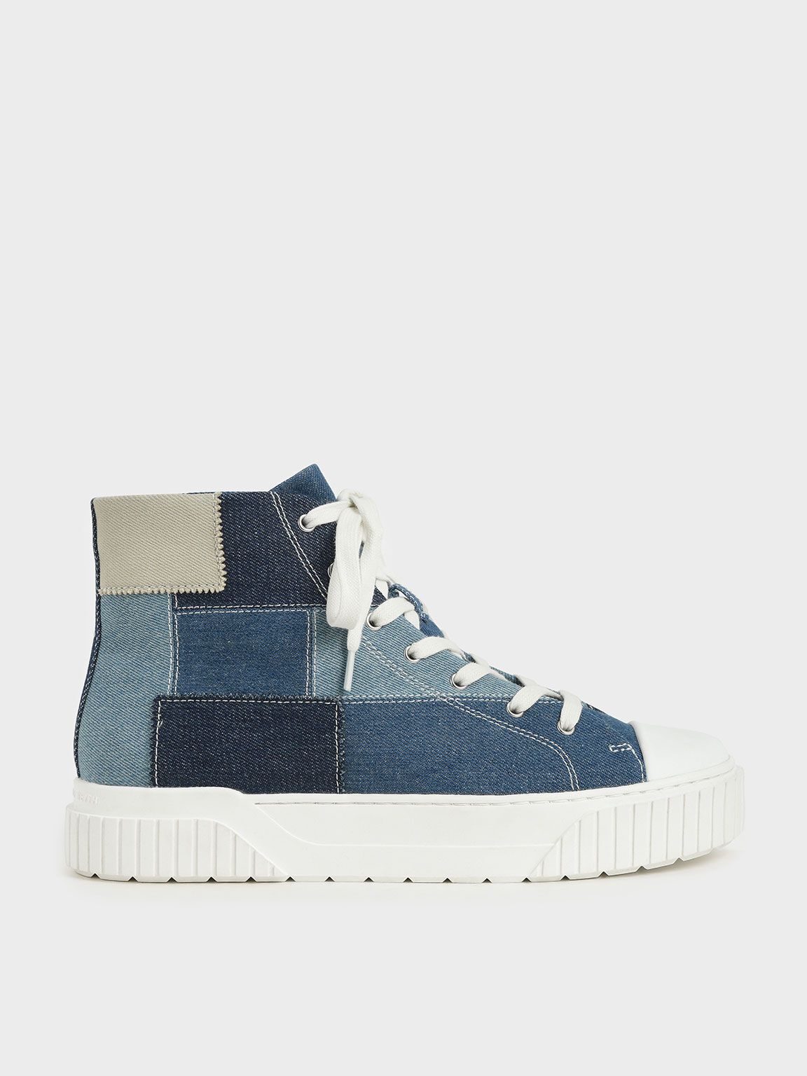 Ines Woven Fabric High Top Sneakers in Blue, product photograph
