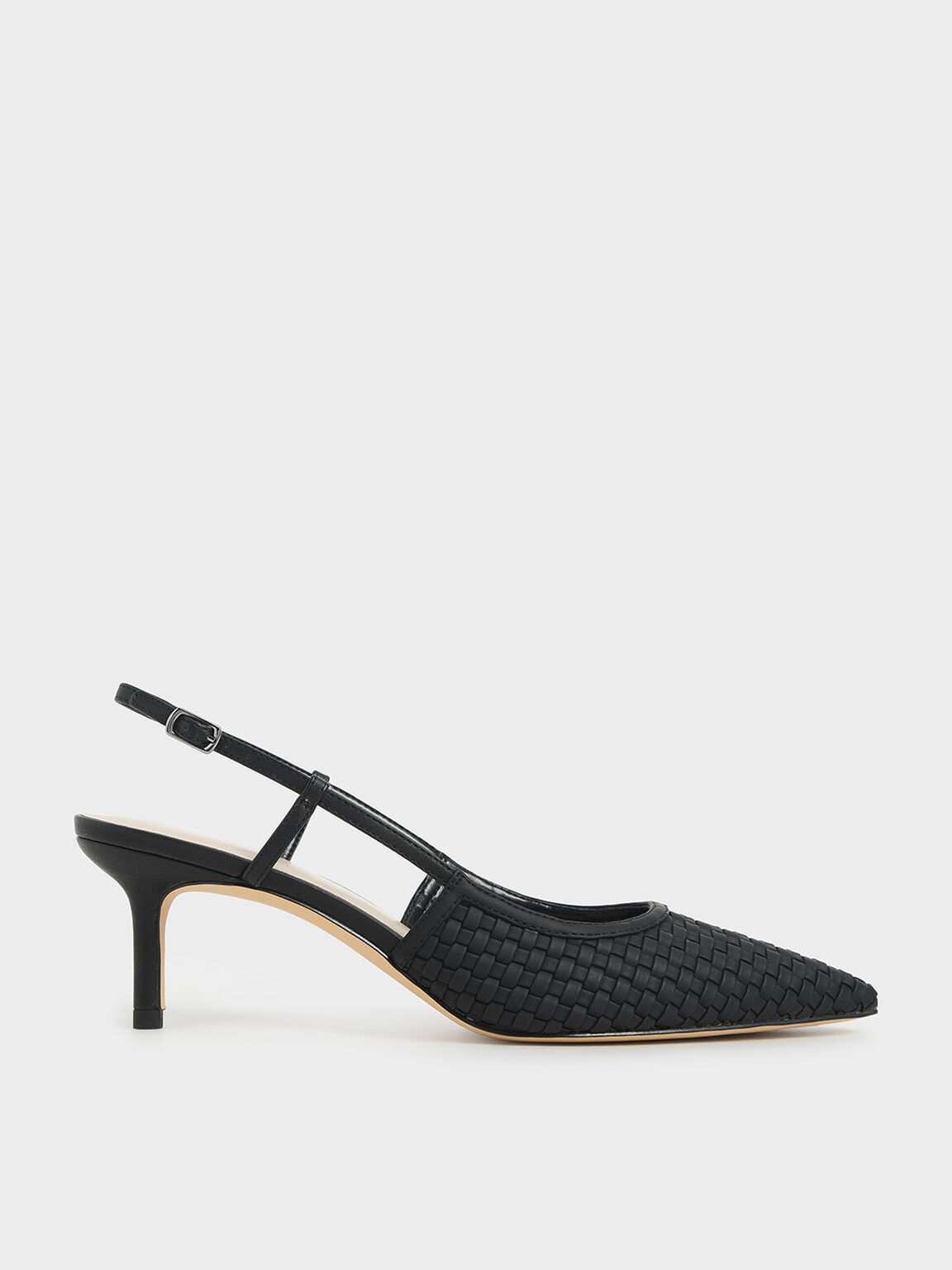Bella Woven Slingback Pumps in Black, product photograph